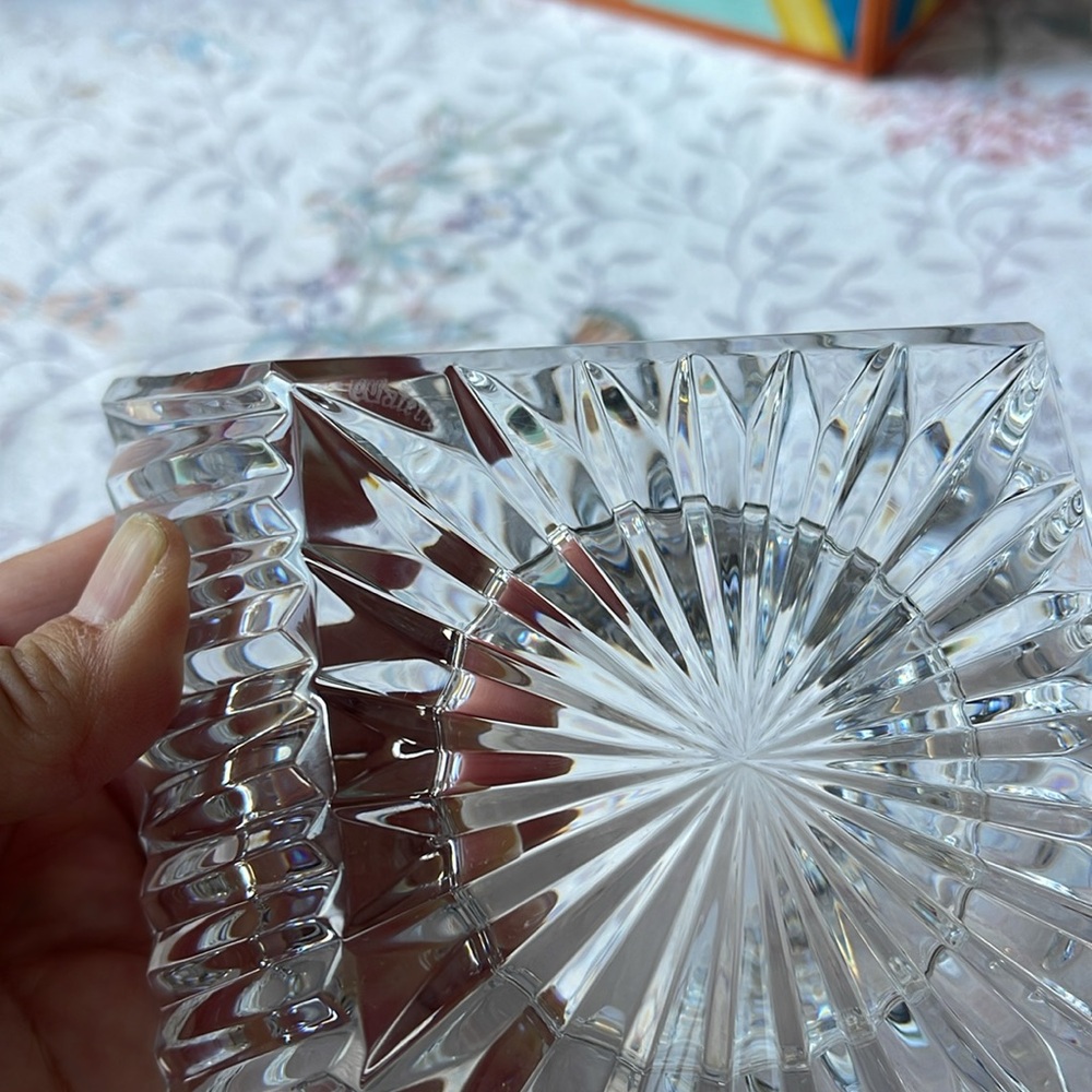 Vintage large heavy Waterford ashtray,votive candle holder 5”almost 3lbs,signed - Picture 3 of 8